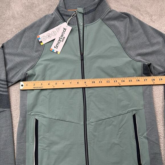 NEW Smartwool S Men's Intraknit Active Full Zip Merino‎ Wool Green Lead Sweater - Picture 5 of 11